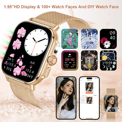 1.95-Inch Full Touch Screen Smart Watch,Wireless Calls and Message Reminders,Multiple Sports Modes,Health Detection Function.