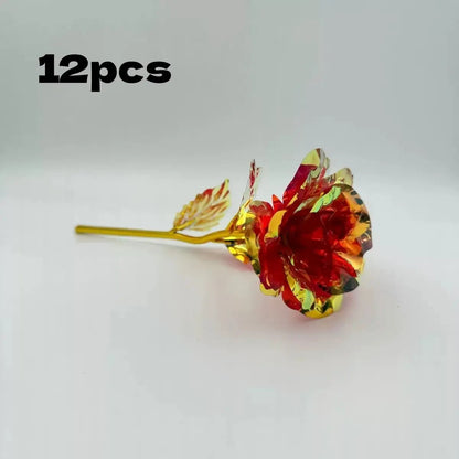 12 Crystal Rose Flowers, No Maintenance, High-End Decor, Mother'S Day, Valentine'S Day, Wedding Gift, Artificial Flowers, Decorative Flowers Bouquet