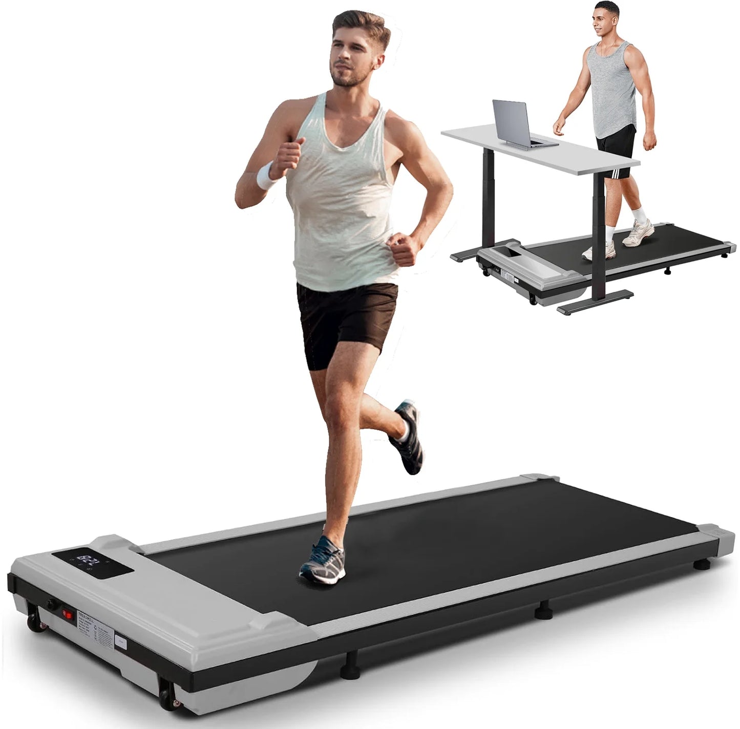 Walking Pad 2.5HP Brushless Motor 300Lbs Weight Capacity,Portable under Desk Treadmill with App Remote Control,Low-Noise Desk Treadmill in LED Display,Installation-Free