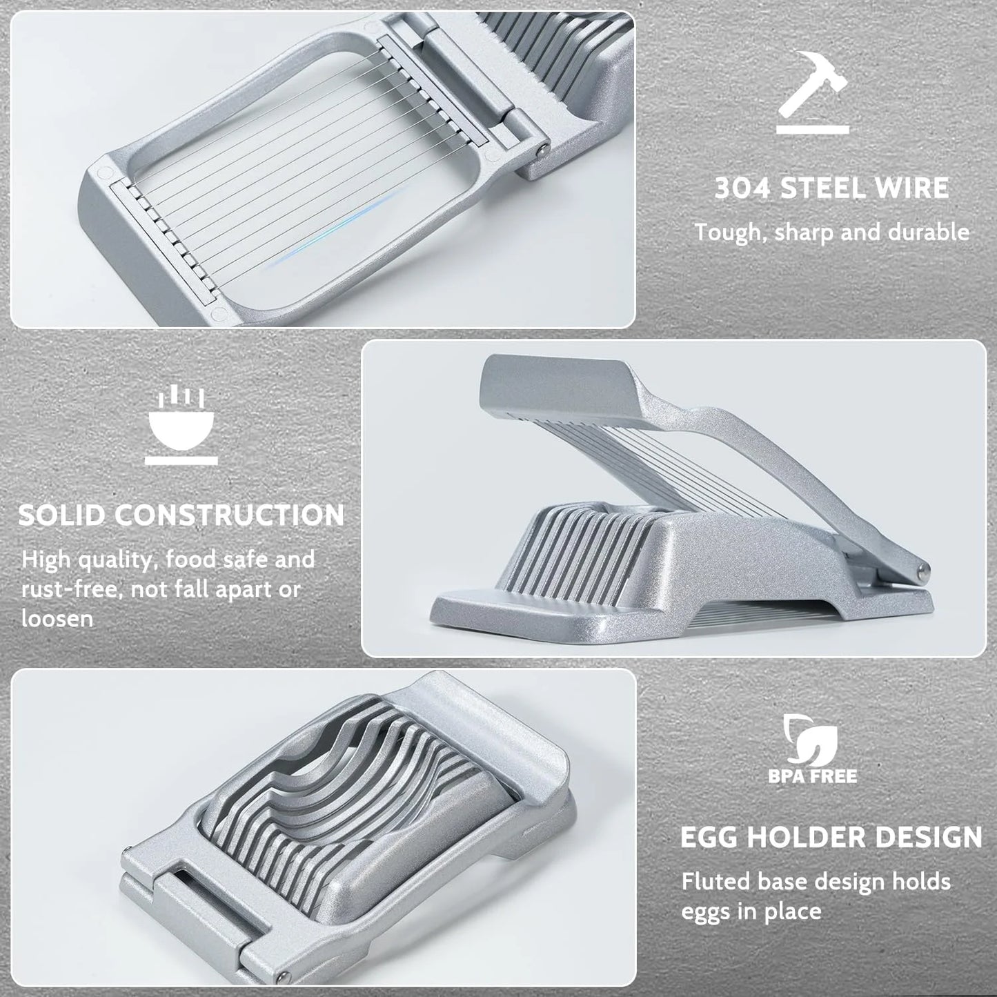 Sopito Heavy Duty Stainless Steel Wire Egg Slicer for Hard Boiled Eggs & Strawberry Other Soft Food