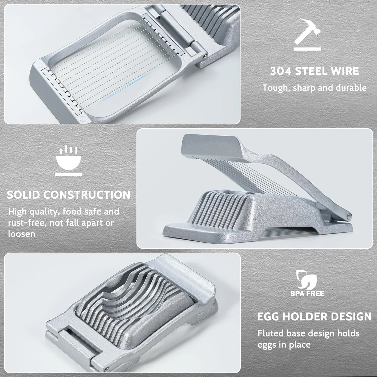 Sopito Heavy Duty Stainless Steel Wire Egg Slicer for Hard Boiled Eggs & Strawberry Other Soft Food
