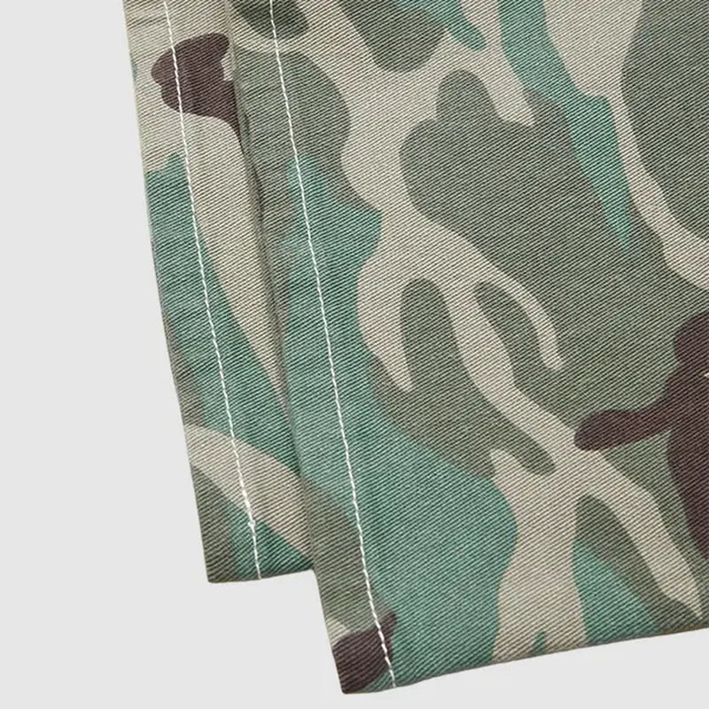 Flamingals Stretchy Camo Print Mid Rise Straight Leg Pants