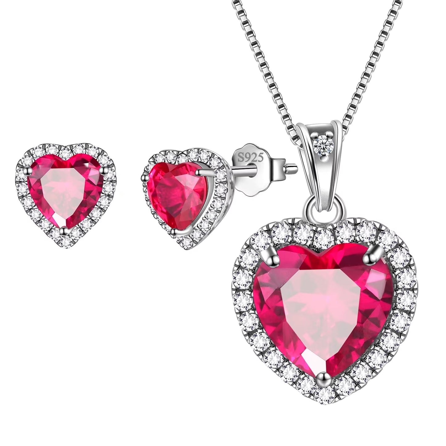 May Birthstone Jewelry Sets for Women, Green Heart Jewelry Set Emerald Necklace Earrings 925 Sterling Silver Fine Jewelry Birthday Mother'S Day Gifts