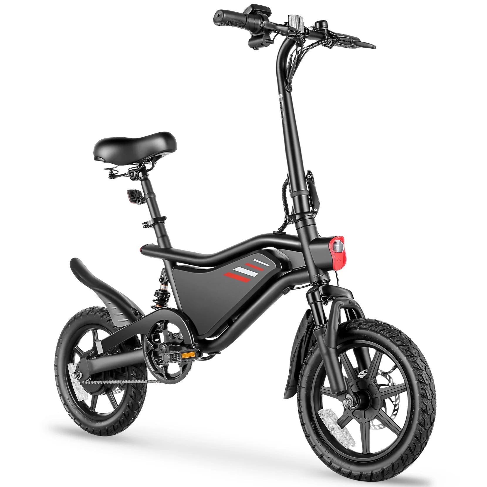 Elifine 350W Foldable Electric Bike for Adults, 14" Small E-Bike, LCD, Full Suspension, 48V 7.8Ah Electric Cycle for Adult UL 2849