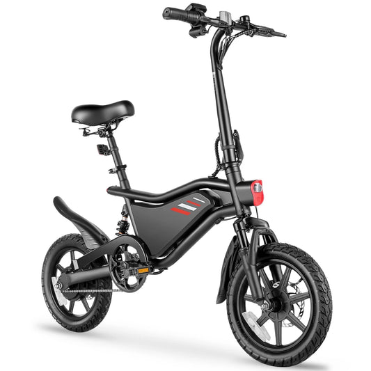 Elifine 350W Foldable Electric Bike for Adults, 14" Small E-Bike, LCD, Full Suspension, 48V 7.8Ah Electric Cycle for Adult UL 2849