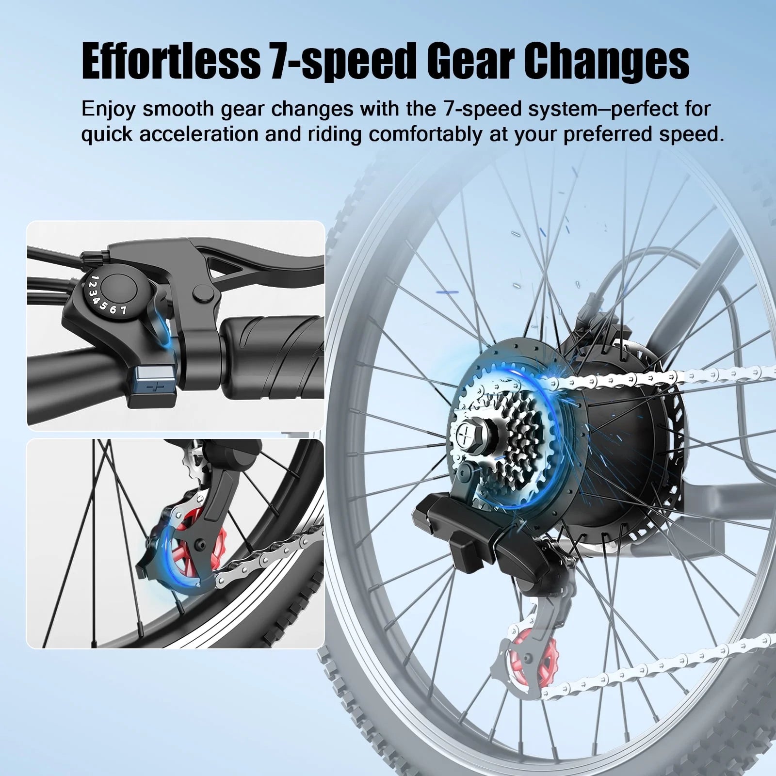 Postjoy F26 Electric Bike, 1200W Peak Motor,26" Tire 55 Miles 25MPH Electric Mountain Bike, 512Wh Battery Electric Bicycle for Adults 7 Speed, UL2849