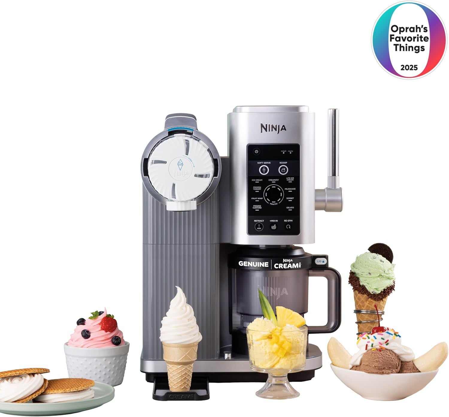 Ninja Creami Scoop & Swirl Ice Cream Maker, Soft Serve Desserts, Sorbet, Milkshakes, Frozen Yogurt and More, 13-In-1 Programs, Includes Handle and Two 16 Oz 2-In-1 Pints, NC701