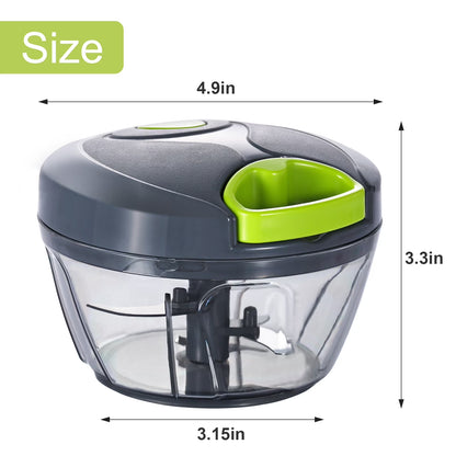 Dream Snail Vegetable Chopper Manual Food Processor with Pull Cord, 500 Ml Hand-Powered Kitchen Cutter for Garlic, Onion, Veggies & Fruits