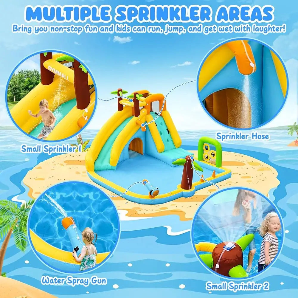 Iatable Water Slide Bounce House with 450 W Blower, Blow up 10-In-1 Waterslide Park Bouncy Castle Outdoor and Indoor, Bouncer Ho