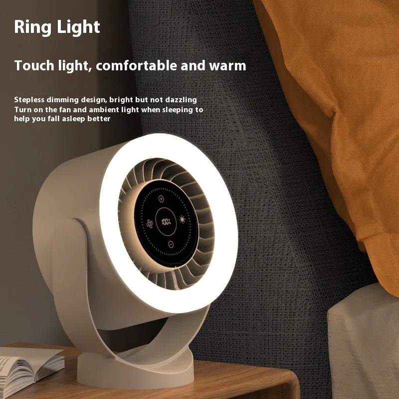 Desktop Adjustable Fan Light Rechargeable Wall Mount Table Fan Light Led Display Air Circulation Cooling USB Table Fan Light