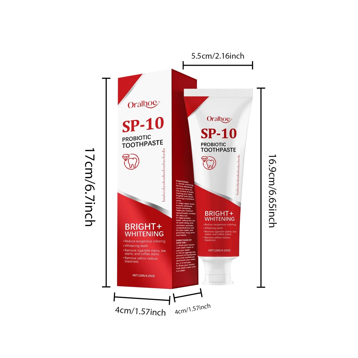 SP 10 Probiotic Toothpaste for Stain Removal and Fresh Breath - 120g