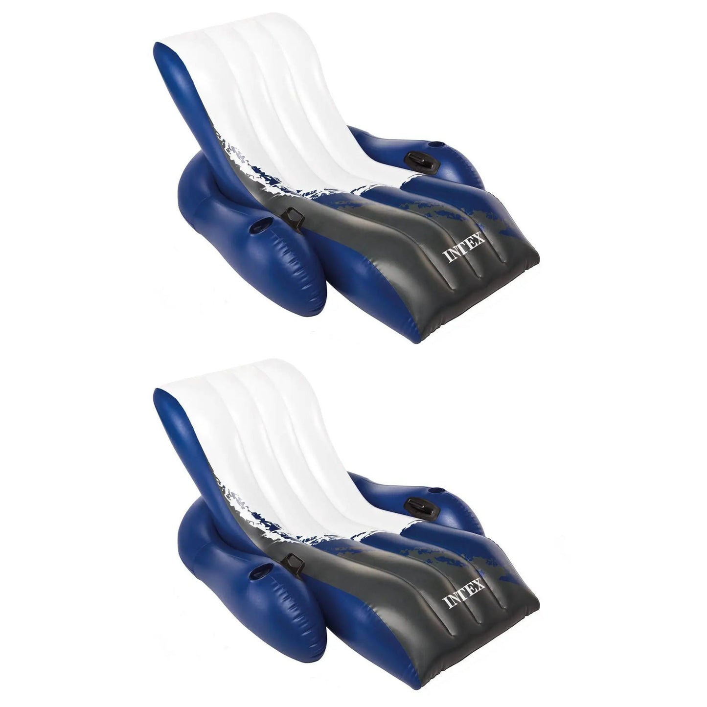 Intex Floating Recliner Inflatable Lake Lounge, Pool Float Chair W/ Cup Holders