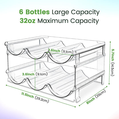 Spospo Water Bottle Organizer for Cabinet, Water Bottle Storage Organizer, 2 Packs Water Bottle Storage Rack, Water Bottle Holder for Cabinet, Stackable Water Bottle Storage Rack