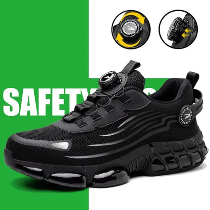 Rotary Button Work Shoes Anti-Slip Safety Shoes Men Steel Toe Sneaker Puncture Proof Work Boots Man Sport Shoes Indestructible