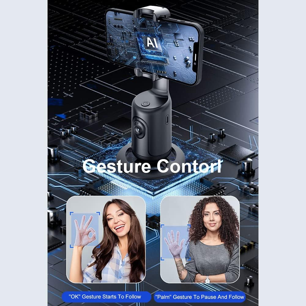Smart 360° Auto Face Tracking Gimbal Stabilizer for Smartphones with Adjustable Lens and Stable Base for Vlogging and Live Streaming