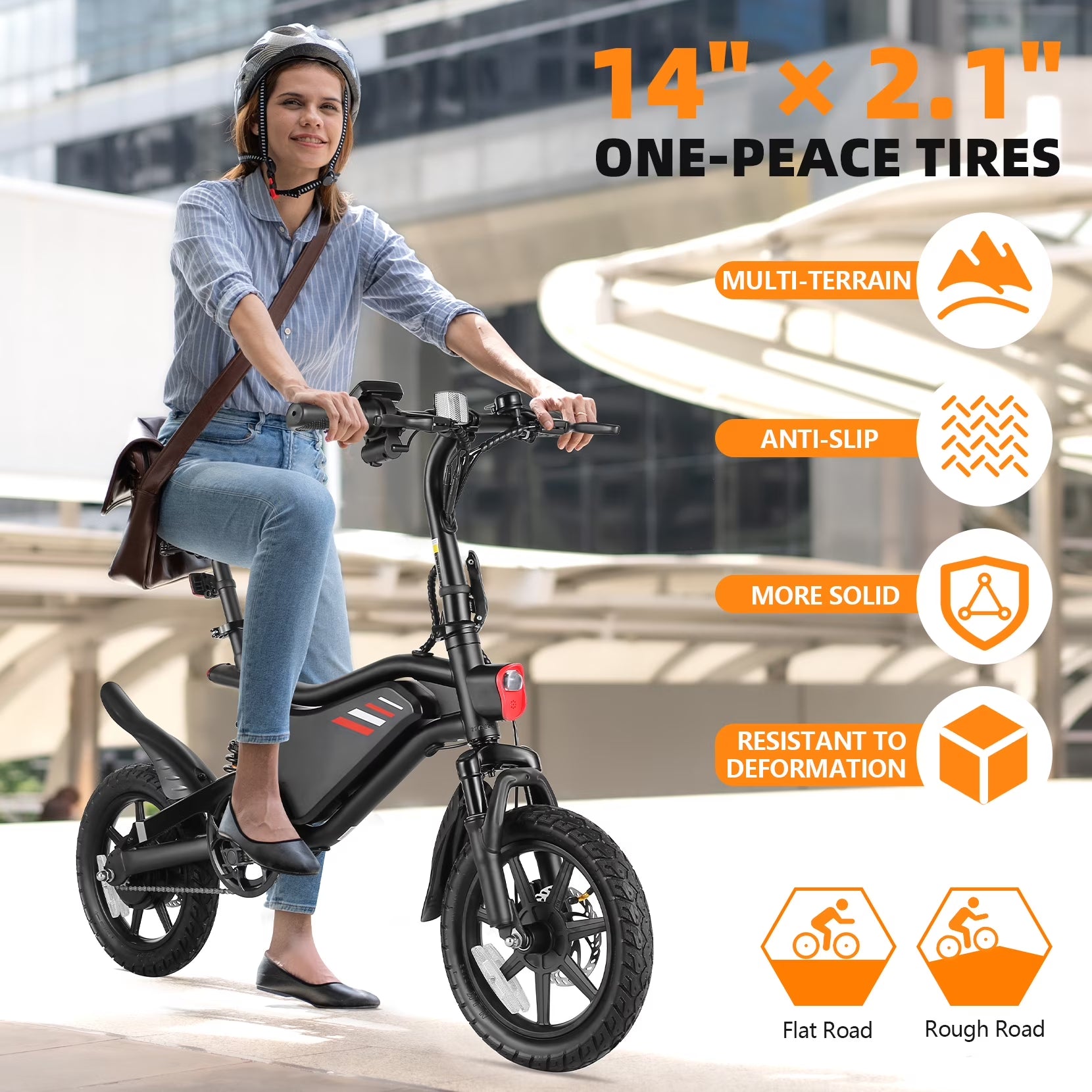 Elifine 350W Foldable Electric Bike for Adults, 14" Small E-Bike, LCD, Full Suspension, 48V 7.8Ah Electric Cycle for Adult UL 2849