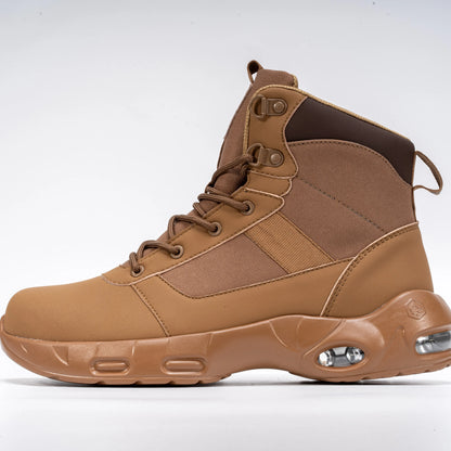 LARNMERN Men'S Steel Toe Work Boots with Side Zipper, Slip Resistant Water Resistant Safety Boots, Comfortable Cushioned High Top Work Shoes