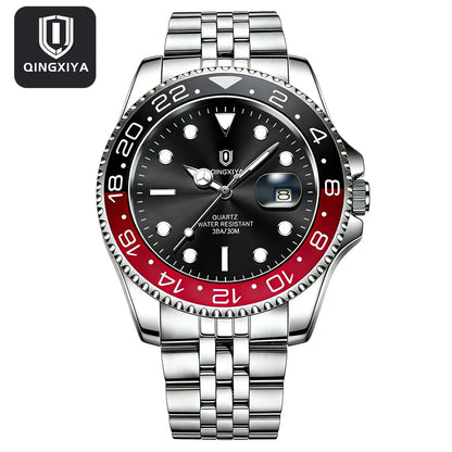 QINGXIYA Fashion Men Watch Fashion Original Waterproof Date Rotating Dial Stainless Steel Luxury Brand Men Quartz Watch Relogio
