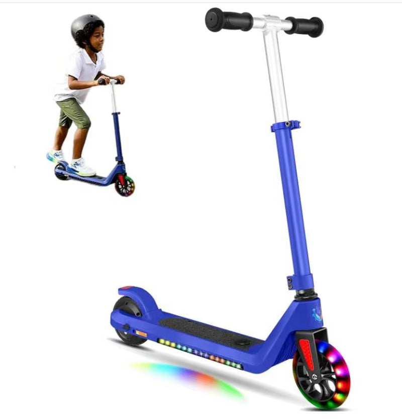 CAROMA Electric Scooter for Kids Ages 6-14,120W Motor,Colorful Light,Adjustable Height&Speed,Foldable Scooter,Ul 1 Year Warranty