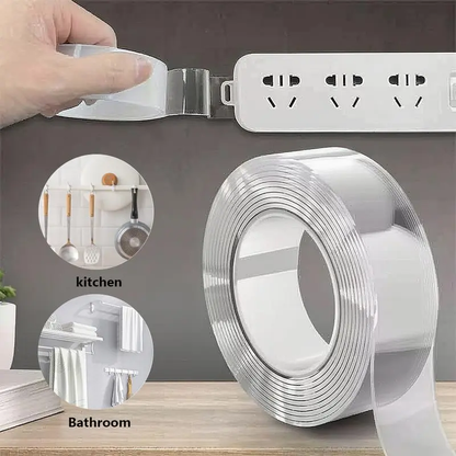 Ultra-Strong Double Sided Adhesive Nano Tape Heavy Duty Transparent Reusable Tapes Heat Resistance for Bathroom Home Decoration Picture Hanging Picture Hanging 10.5FT Traceless Magic Tape