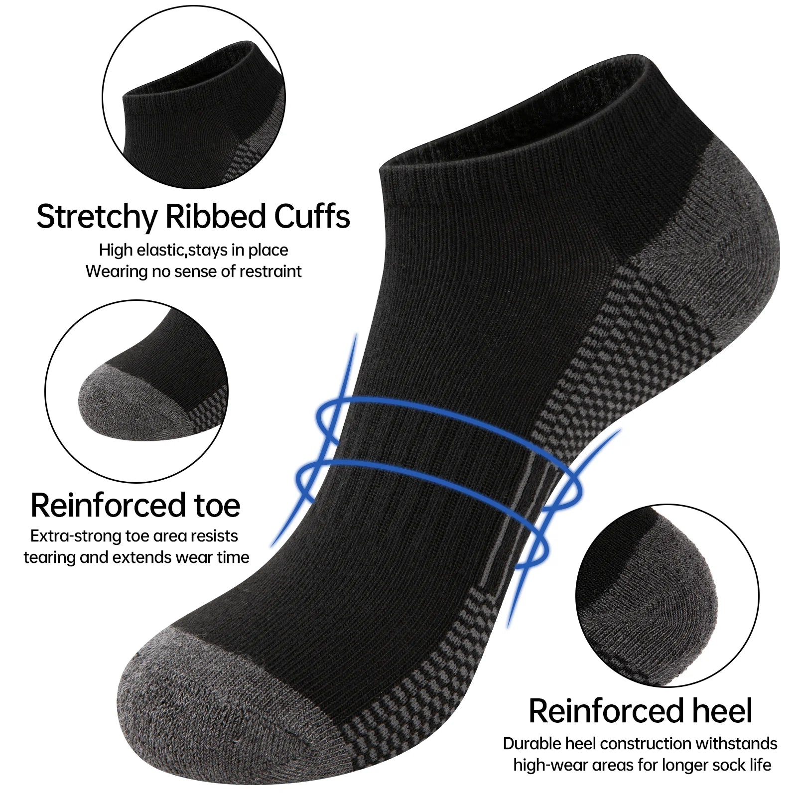 COOPLUS Mens 10 Pairs Athletic Ankle Socks Men'S Breathable Low Cut Socks