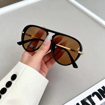 Gold Trim Pilot Sunglasses for Women| UV400 Y2K Shield Shades| Perfect for Spring Sunshine & Wedding Season Outfits