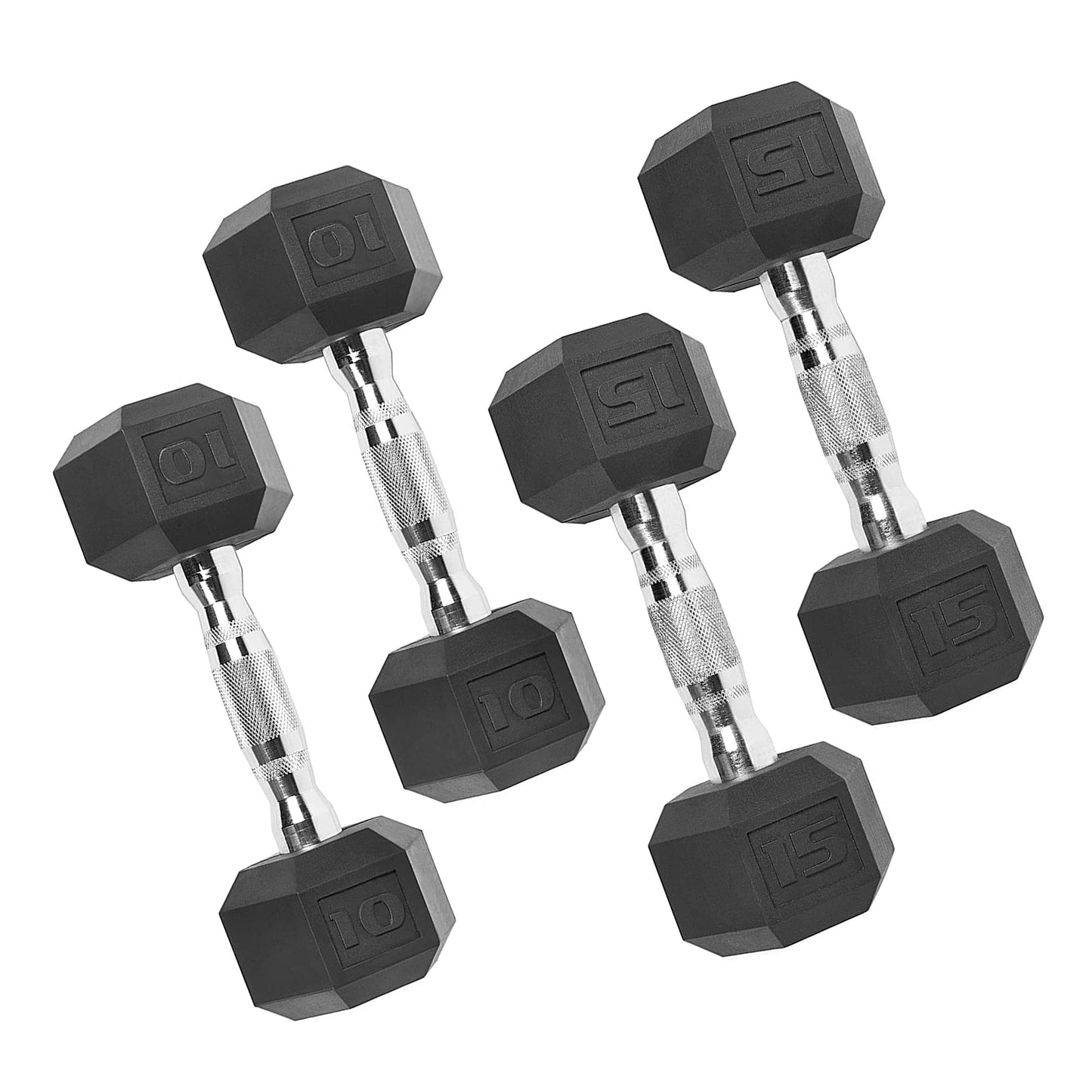 CAP 150 Lb. Coated Hex Dumbbell Weight Set, 5-25 Lb. with White Rack