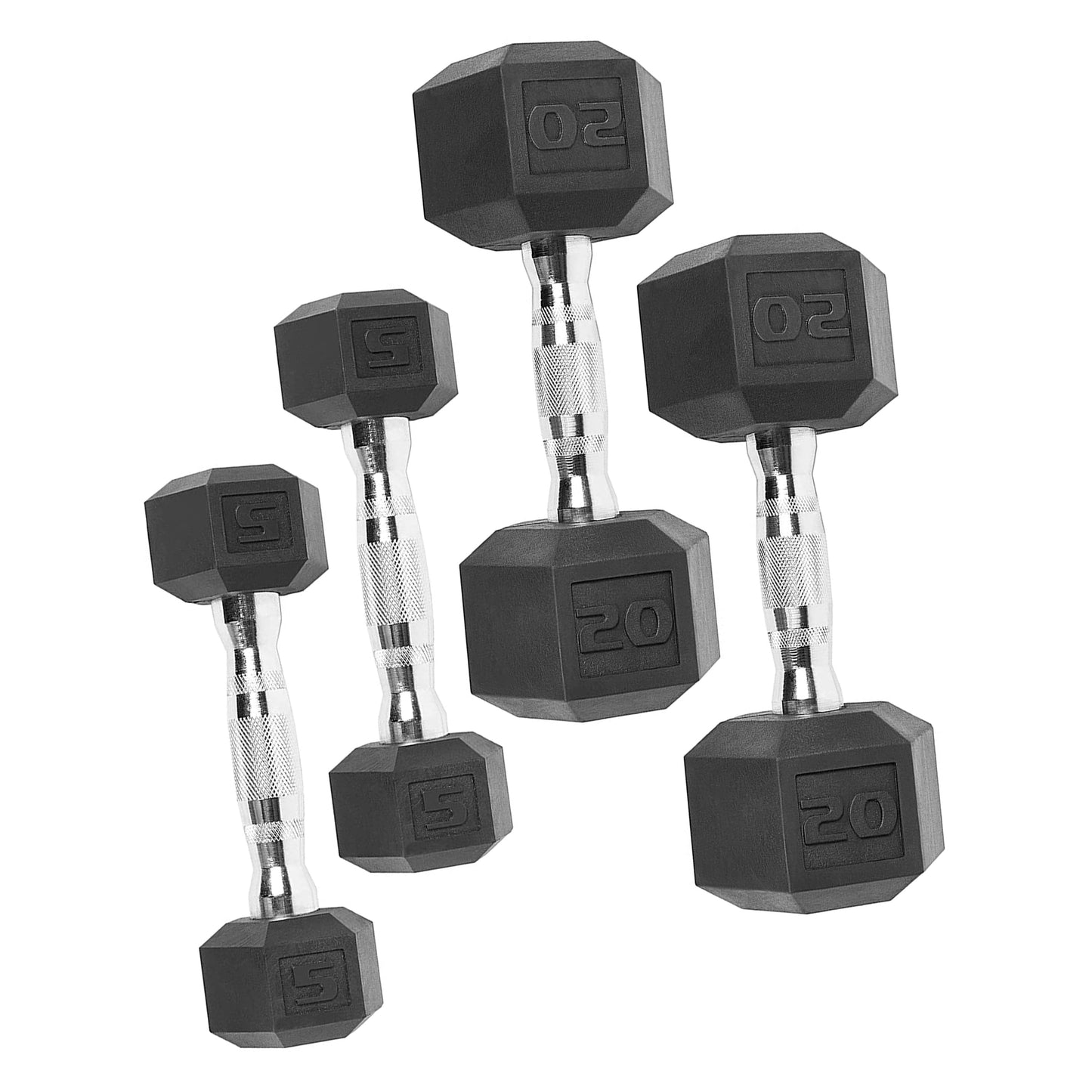 CAP 150 Lb. Coated Hex Dumbbell Weight Set, 5-25 Lb. with White Rack