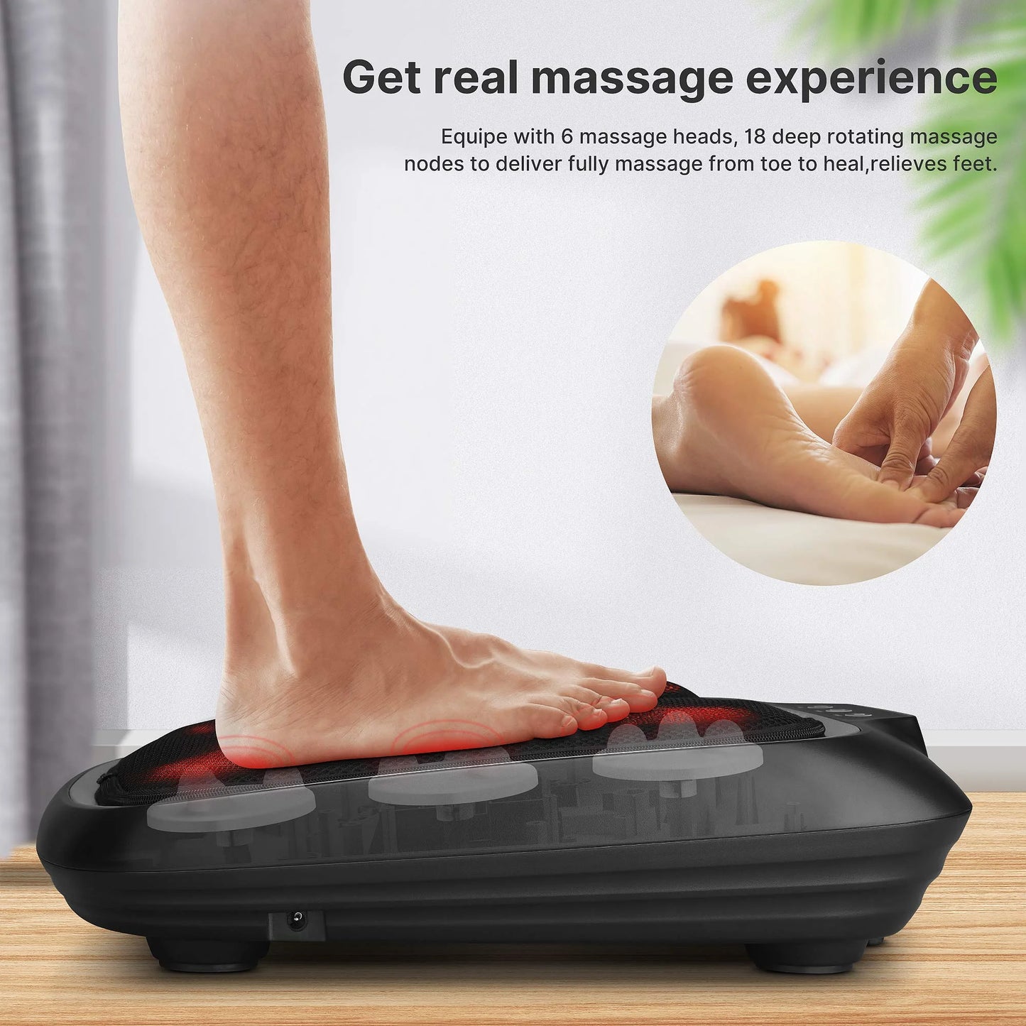 RENPHO Foot Massager with Heating,Shiatsu Foot Massager for Circulation, Back Massager, Foot Warmer and Massager for Neuropathy Muscle Pain Relief Plantar Fasciitis, Gifts for Women Men