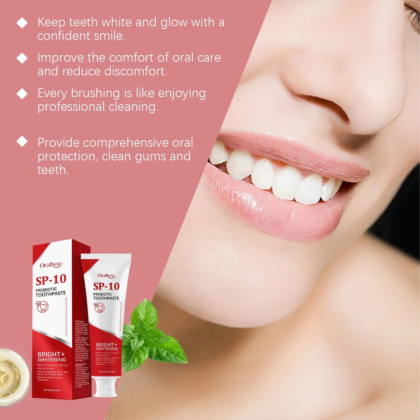 SP 10 Probiotic Toothpaste for Stain Removal and Fresh Breath - 120g