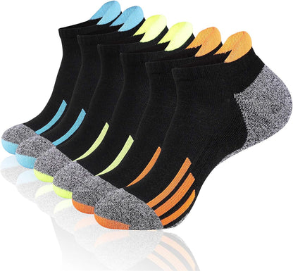 JOYNÉE Mens Ankle Low Cut Athletic Tab Socks for Men Sport Comfort Cushion Sock 6 Pack