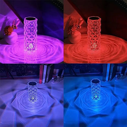 Crystal Rose Lamp Rgb Light Touch Rechargeable Bar for Bedroom Decorative Remote Control Table Dimmable Cordless Portable Luxury