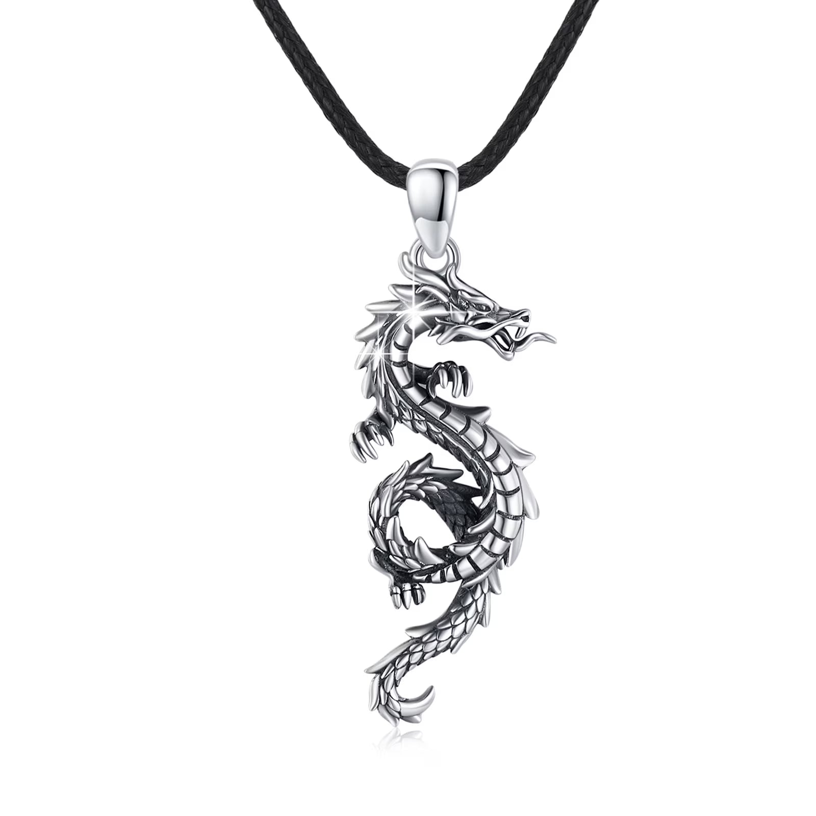 AOVEAO Dragon Necklace for Men 925 Sterling Silver Pendant Necklaces for Son Jewelry Birthday Gift