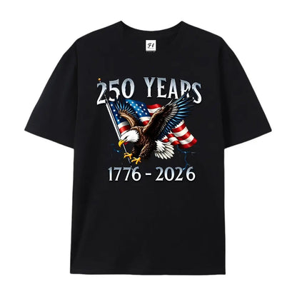 100% Men'S round Neck T-Shirt with Eagle Pattern| 250 Years 1776- 2026 United States Flag Design, Ideal for Thanksgiving, Christmas, Summer, and Casual Attire, Men'S Casual Comfortable T-Shirt
