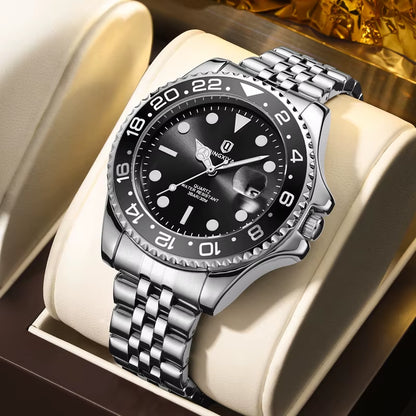 QINGXIYA Fashion Men Watch Fashion Original Waterproof Date Rotating Dial Stainless Steel Luxury Brand Men Quartz Watch Relogio