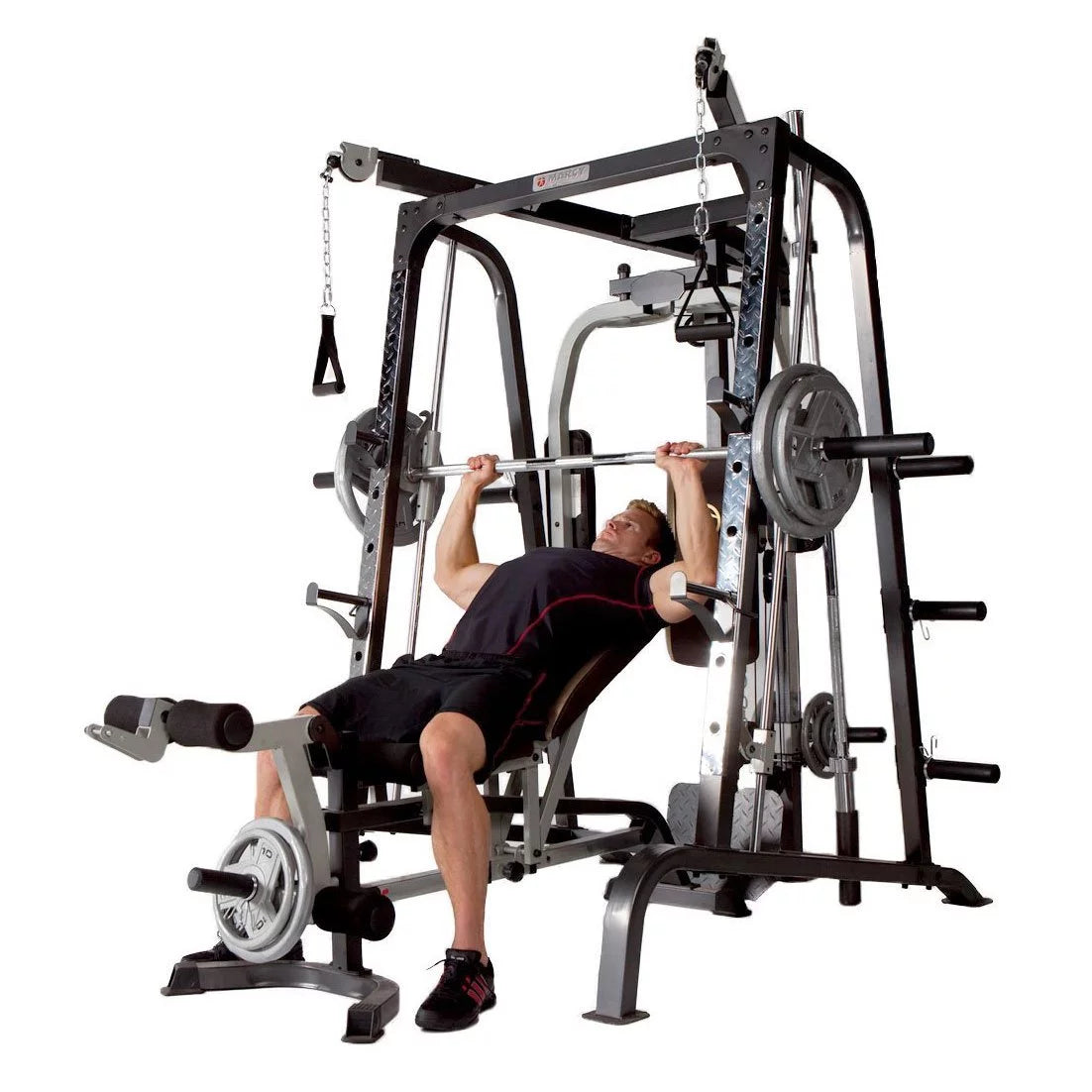 Marcy Diamond Elite Olympic Smith Cage Machine, Plate Loaded Home Gym Total Body Workout Machine (MD-9010G)
