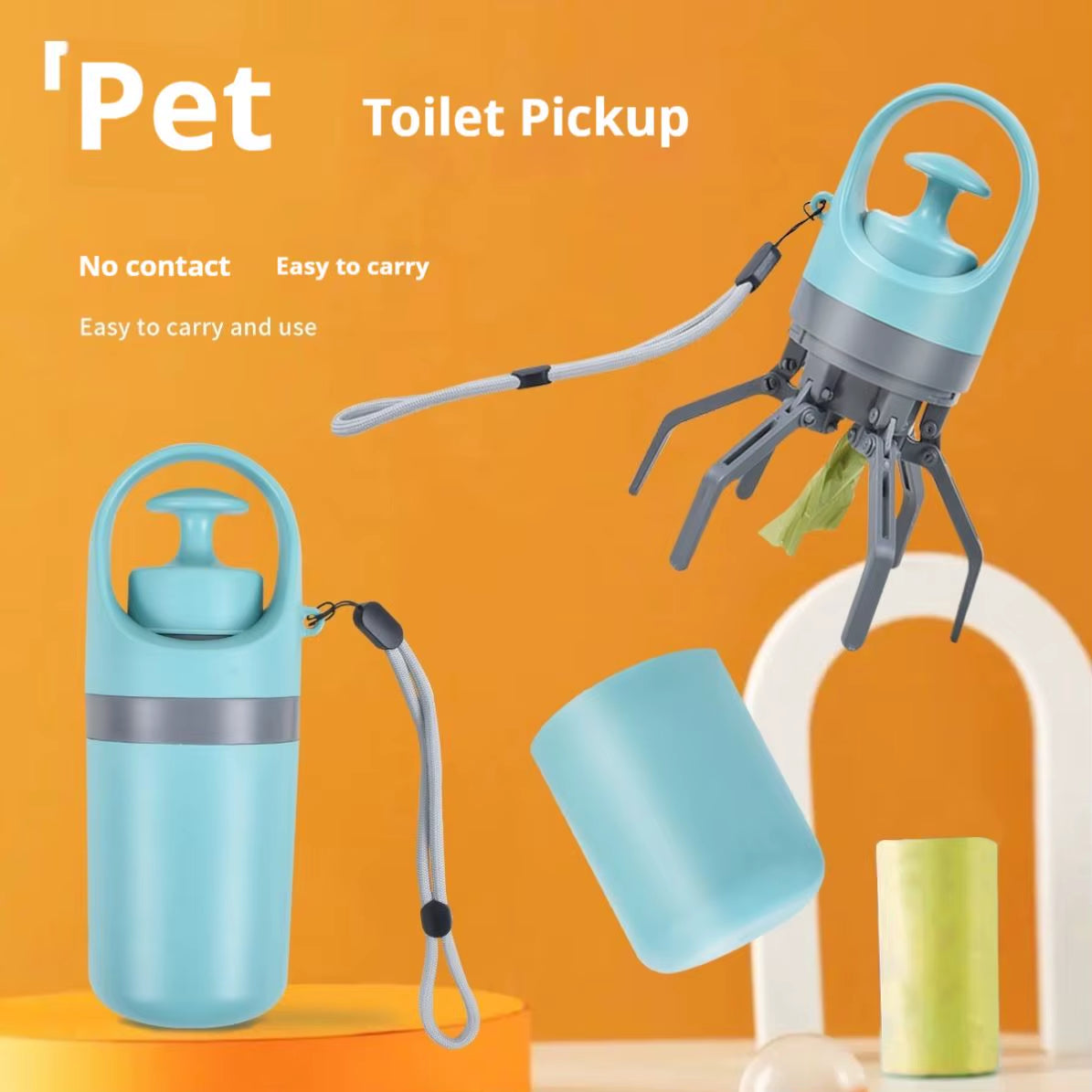 Joysing Reusable Durable Portable Eco-Friendly Six-Claw Dog Poop Scooper Zero Contact Waste Pick Tool Bag Dispenser Plastic Pet