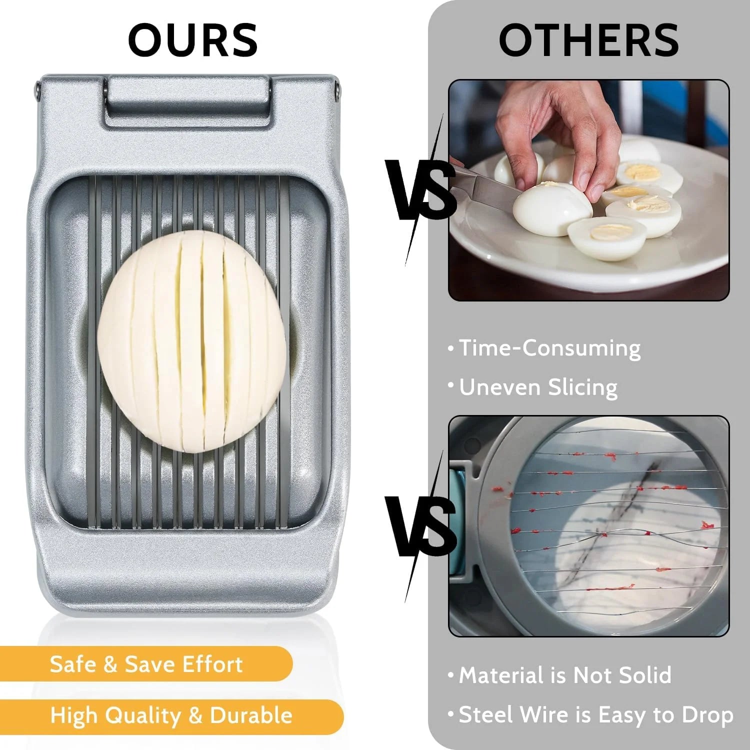 Sopito Heavy Duty Stainless Steel Wire Egg Slicer for Hard Boiled Eggs & Strawberry Other Soft Food
