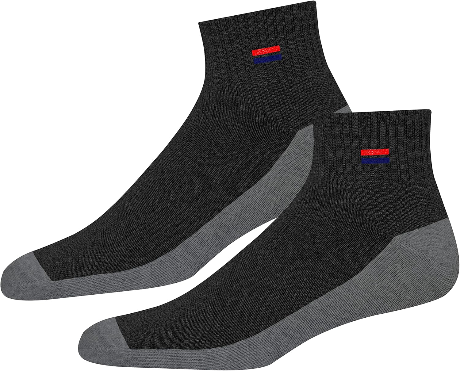 NAVYSPORT Men'S Cotton Socks Athletic Quarter Socks for Running, Training, Casual Wear Pack of 6