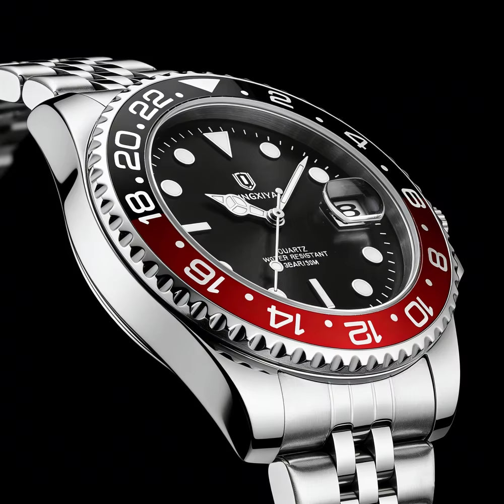 QINGXIYA Fashion Men Watch Fashion Original Waterproof Date Rotating Dial Stainless Steel Luxury Brand Men Quartz Watch Relogio