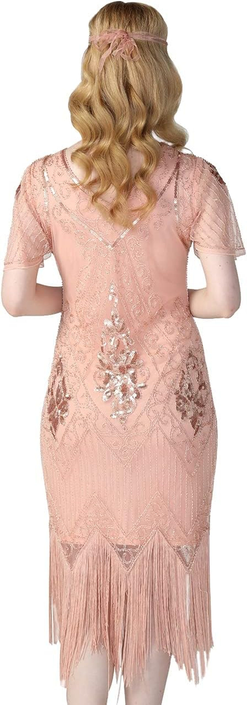 Kayamiya Women'S Flapper Dresses 1920S Sequins Art Deco Gatsby Cocktail Dress with Sleeve