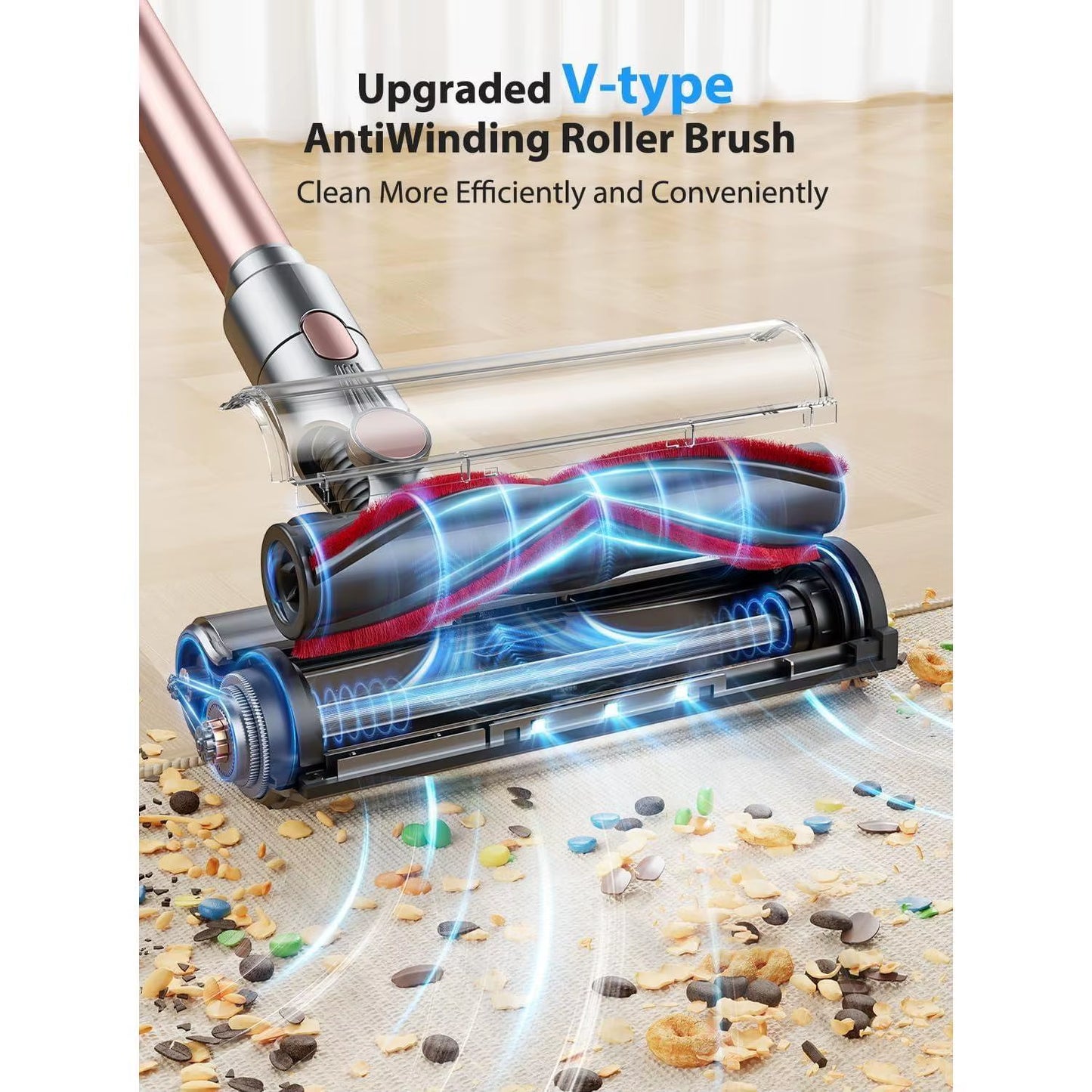 Cordless Stick Vacuum Cleaner 45Kpa Powerful Suction LED Touch Display 60-Minute Runtime Lightweight